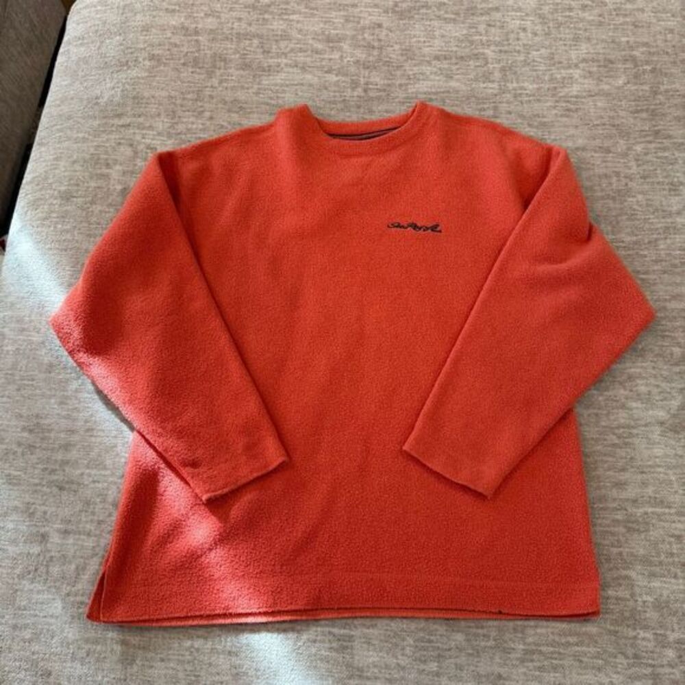 Cool Red Fleece Pullover Sweater Cozy Winter Casual‎ Crewneck Oversized